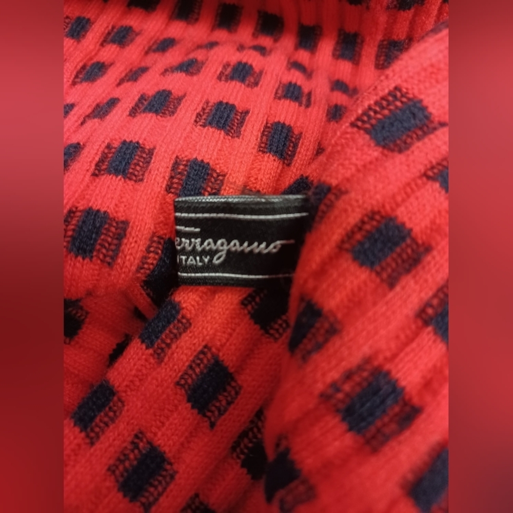 Salvatore Ferragamo EUC Black And Red Checkered Scarf O/S - Picture 5 of 5